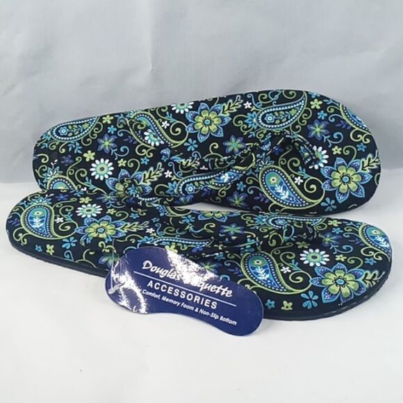 Douglas Paquette Women's Flip Flops Sandals Size 8 Floral Pattern Brand New - Picture 1 of 8
